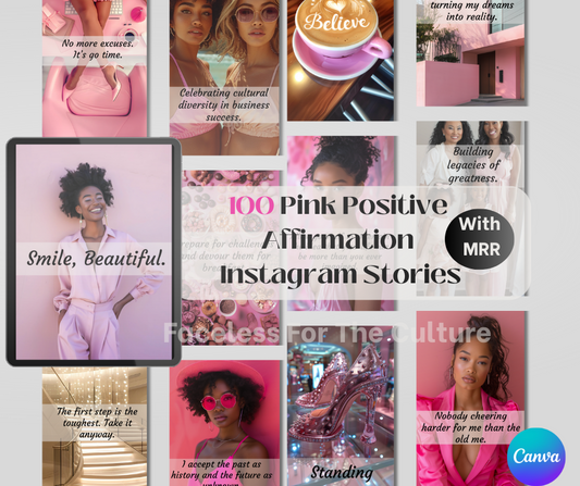 100 Pink Positive Affirmation  Instagram Stories Templates