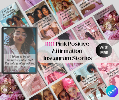 100 Pink Positive Affirmation  Instagram Stories Templates